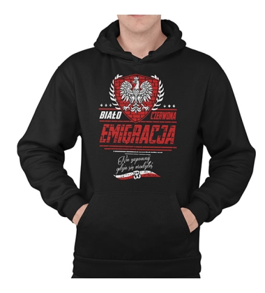 BLUZA Z KAPTUREM EMIGRACJA